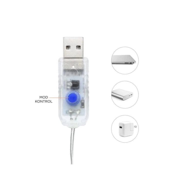 Lw-7 300 Ledli 10 Sarkıt Perde Led Işık, 8 Modlu Uzaktan Kumandalı, 3x3 Metre Peri Telli Led