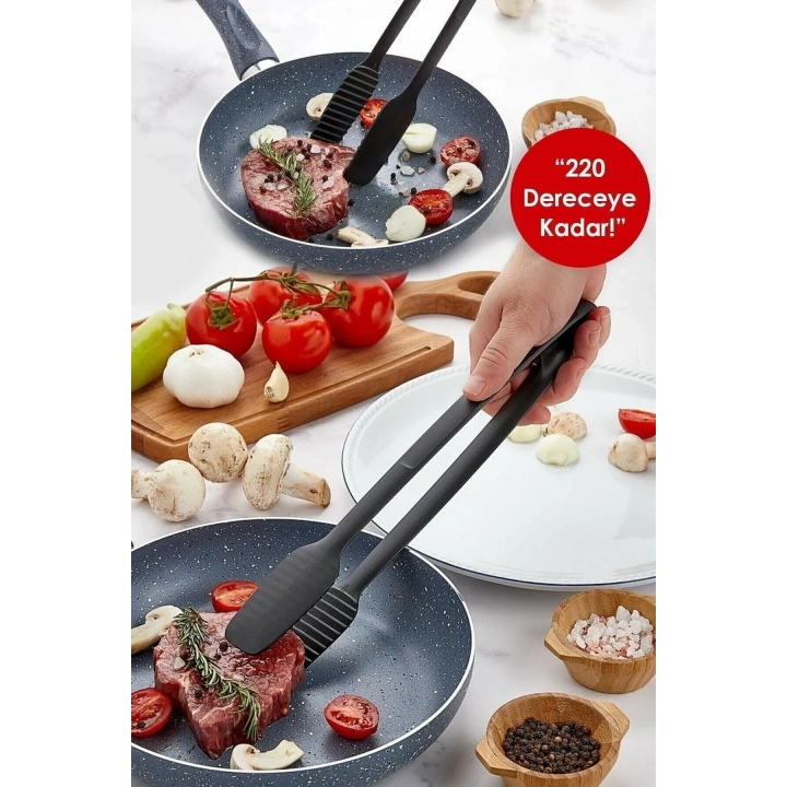 Maşa - 220 Dereceye Kadar Dayanıklı Yanmaz - Yapışmaz Plastik Izgara Maşası 30 Cm