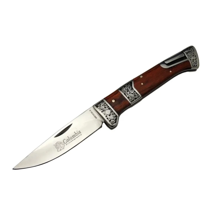 Mb3936a Kahverengi Av / Kamp Çakısı 20cm- Manuel, İşlemeli, Kemerlikli, Ahşap Sap