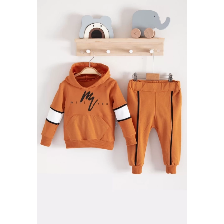 Mini Zeo Desenli Pamuklu 2li Erkek Bebek Takımı
