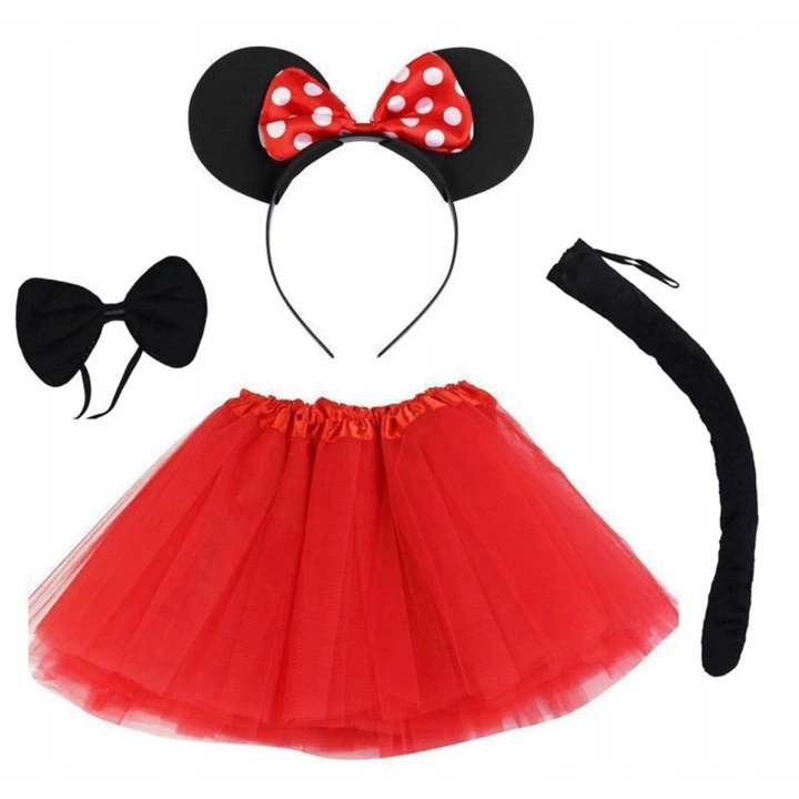 Minnie Mouse Kostüm Seti Etek Taç Kuyruk Papyon Gösteri Seti