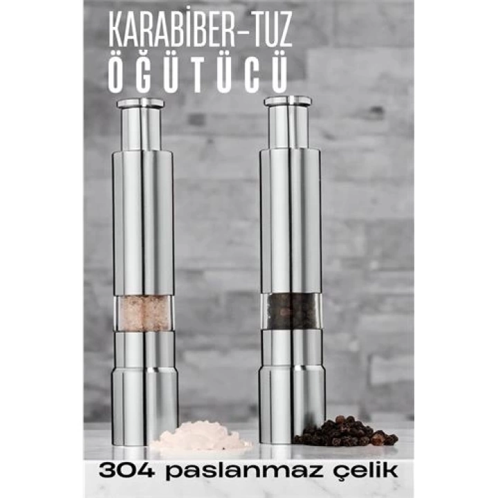 DKTT 2li Karabiber Tuz Öğütücü Profesyonel 304 Paslanmaz Çelik Manuel Baharat Değirmeni