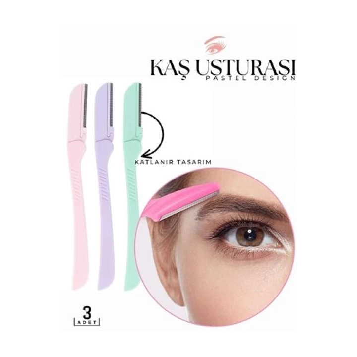 DKTT Katlanabilir Kaş Şekillendirici Kaş Dermaplaner Yüz Usturası 3 ADET 718323