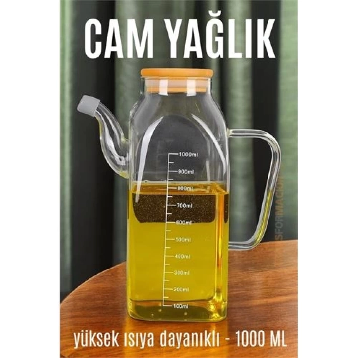 DKTT Yağ Sirke Şişesi Yağlık Borosilikat Cam 1000 ML