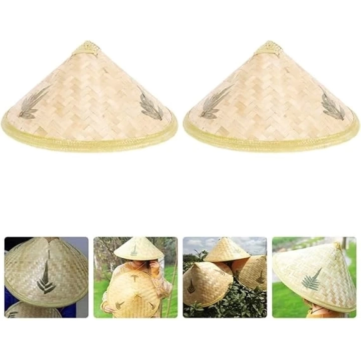 Naturel Renk Cambodia Kamboçyalı Vietnam Şapkası Pvc Hasır