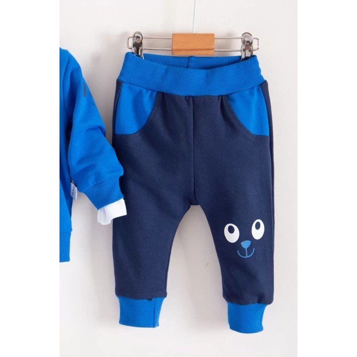 New Fashıon Hırkalı 3lü % 100 Pamuk Erkek Bebek Takımı