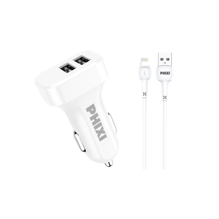 Pcc511l Basic 2.1a Çift Çıkışlı Lightning Kablolu Araç Şarj Cihazı