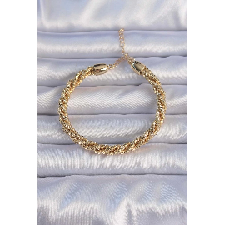 Pirinç Altın Renk Sarmal Model Bileklik - TJ-BB6295