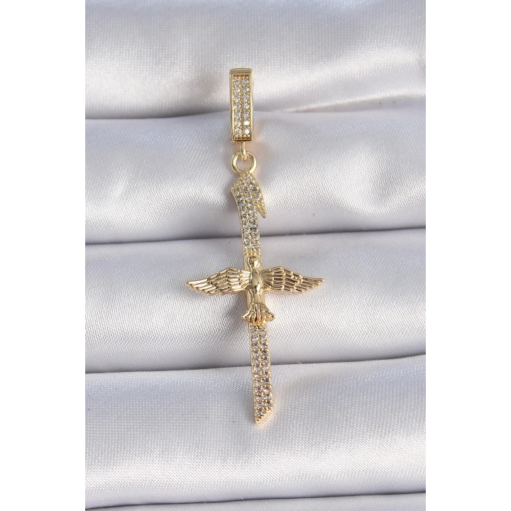 Pirinç Gold Renk Zirkon Taş Detaylı Elif Model Anka Kuşu Figür Ajda Charm - TJ-BC1013