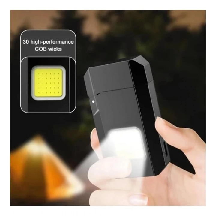 Projektör El Feneri Ve Pürmüz Çakmak Usb Gazsız Şarjlı Çakmak 600 Lümen