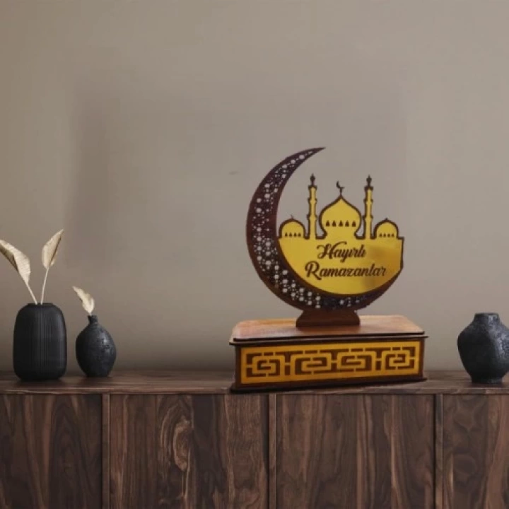 Ramazan Pleksi Dekor Ahşap Standlı