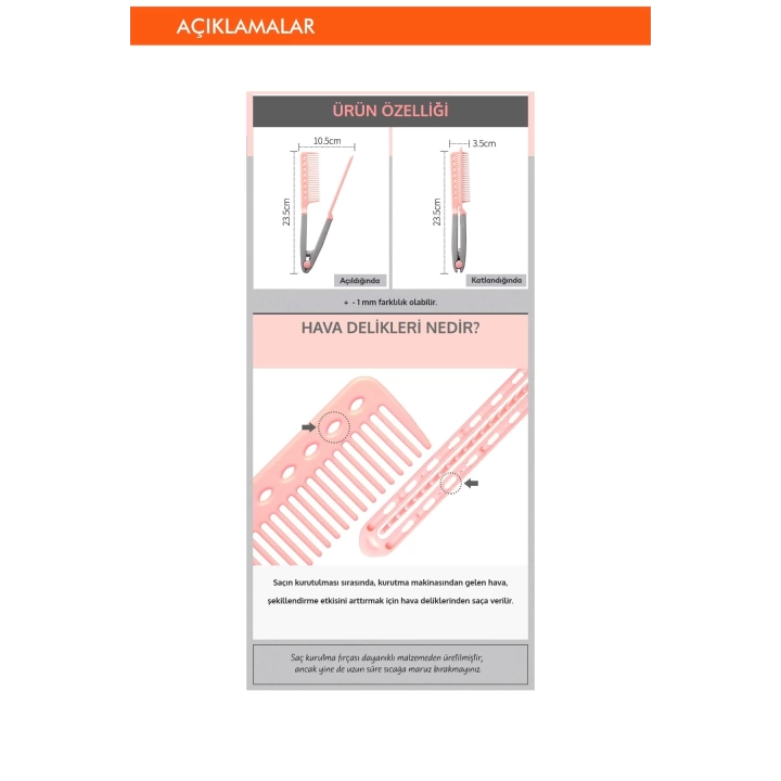Saçlara Kolay Şekil Veren Saç Kurutma Fırçası APIEU Easy Hair Dry Brush