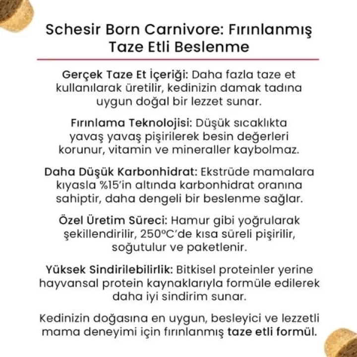 Schesir Born Carnivore Tavuklu Somonlu ve Ringa Balıklı Yetişkin Kedi Maması 255 Gr