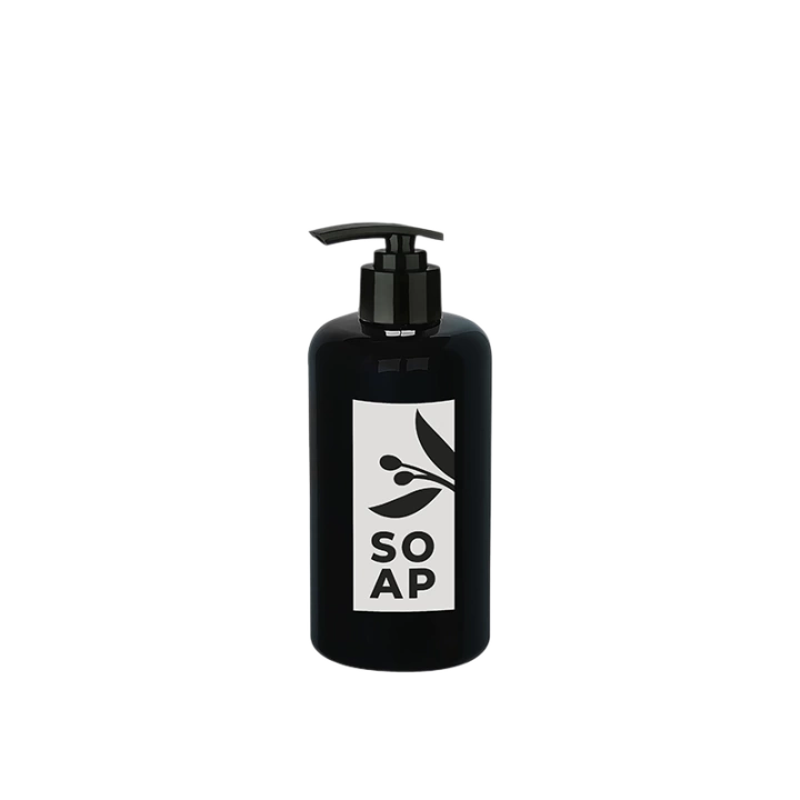 Sıvı Sabunluk Yuvarlak Plastik Pompalı 500 Ml - Siyah