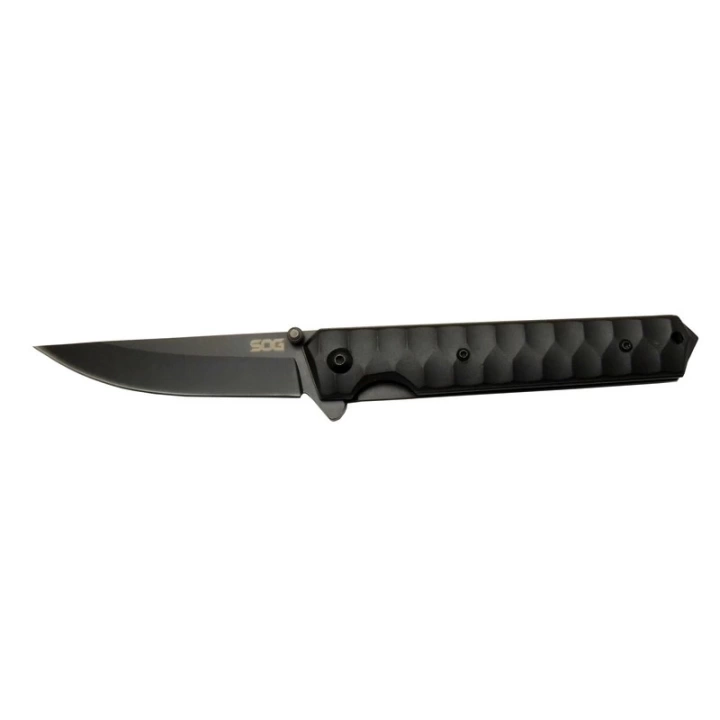 SOG Kendo 4010 BK Siyah Kamp Çakı 21cm - Yarı Otomatik, Metal Sap, Kılıflı, Kemerlikli