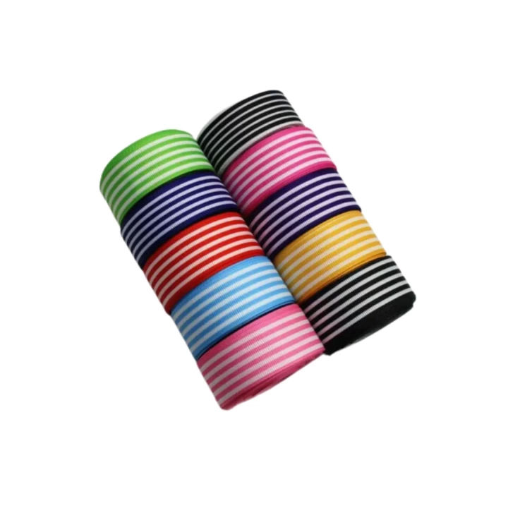 Tafta Çizgi Desen Kurdele 25 mm Lacivert 10 Metre