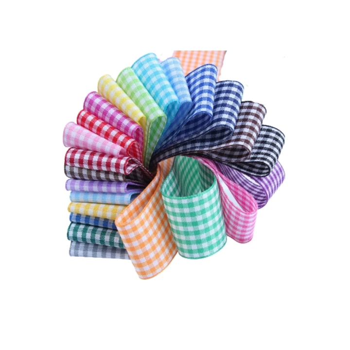 Tafta Ekoseli Kurdele 25 mm Mint 1 Metre