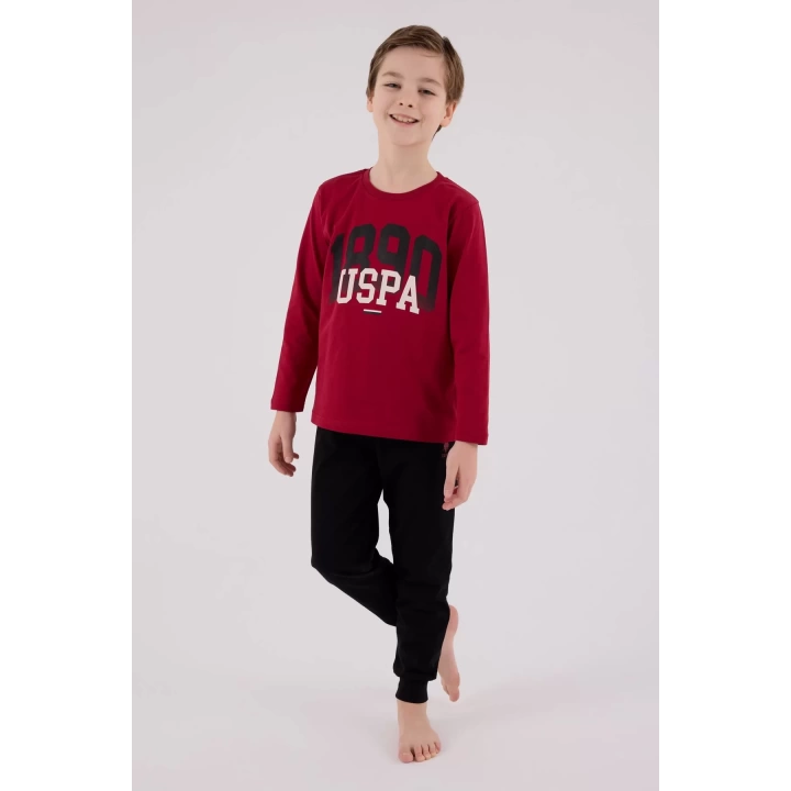 U.s. Polo Assn Uzun Kol Pijama Takım Us2203-4 Bordo