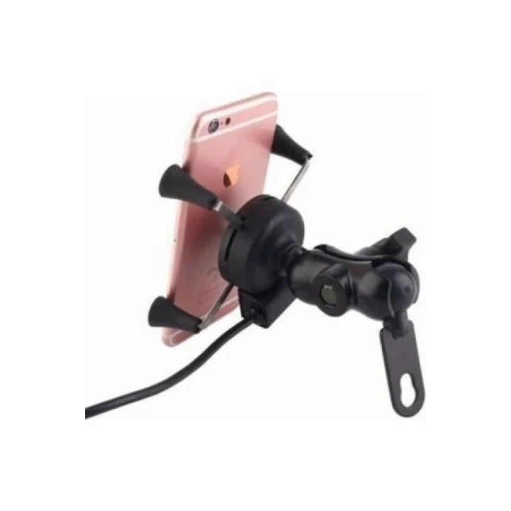 Usb Şarjlı Ayna Bağlantılı Motosiklet Telefon Tutucu Motor Tutacağı
