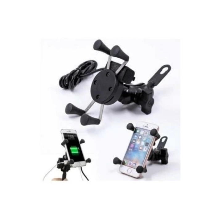 Usb Şarjlı Ayna Bağlantılı Motosiklet Telefon Tutucu Motor Tutacağı