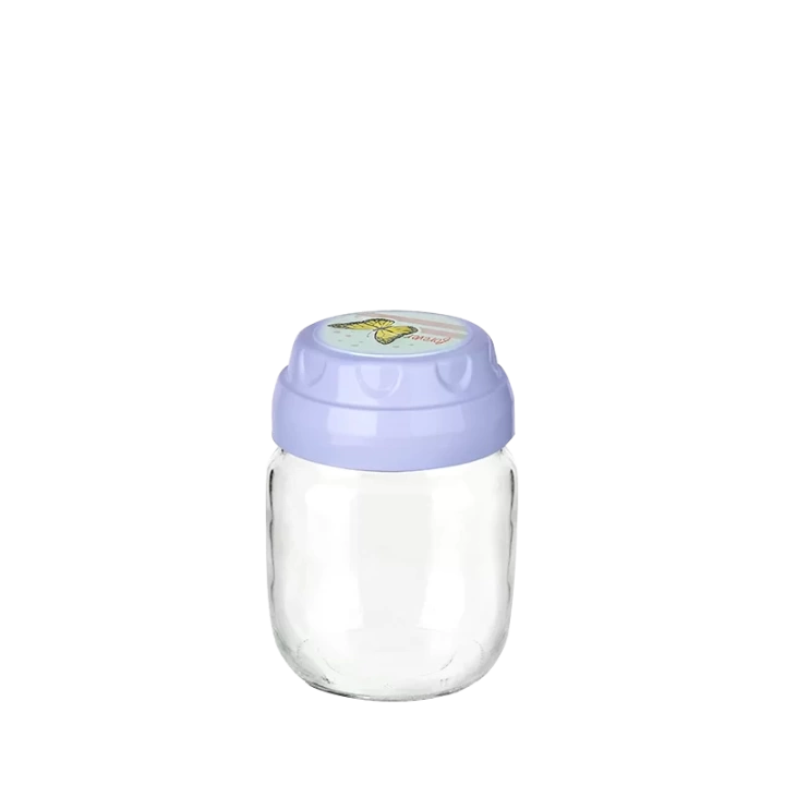 Vintage  Dekoratif  Desenli Cam Kavanoz 425ml - 14,3 Oz