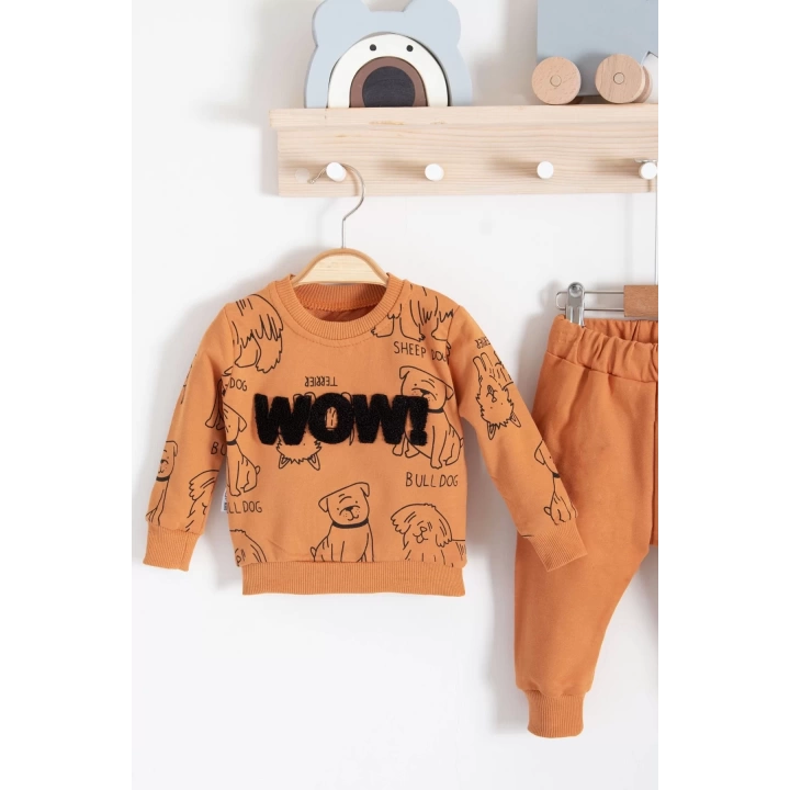 Wow Nakışlı Pamuklu 2li Erkek Bebek Takımı