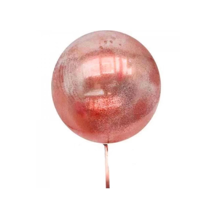 Kırmızı Simli Yulak Şeffaf Balon 24 İnç