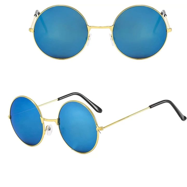 Yulak Cam John Lennon Tarzı Gold Çerçeveli Mavi Gözlük