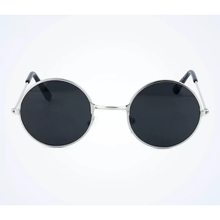 Yulak Cam John Lennon Tarzı Gümüş Çerçeveli Siyah Gözlük