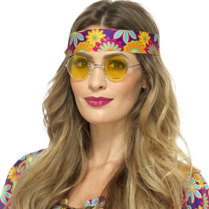 Yulak Cam John Lennon Tarzı Hippi Gold Çerçeveli Sarı Gözlük