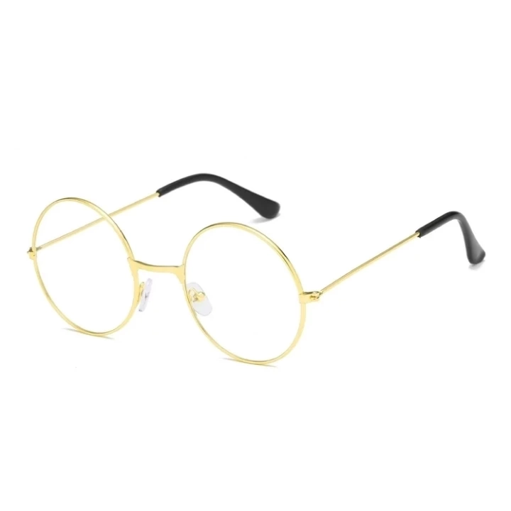 Yulak Cam John Lennon Tarzı Hippi İmaj Gold Çerçeveli Şeffaf Gözlük