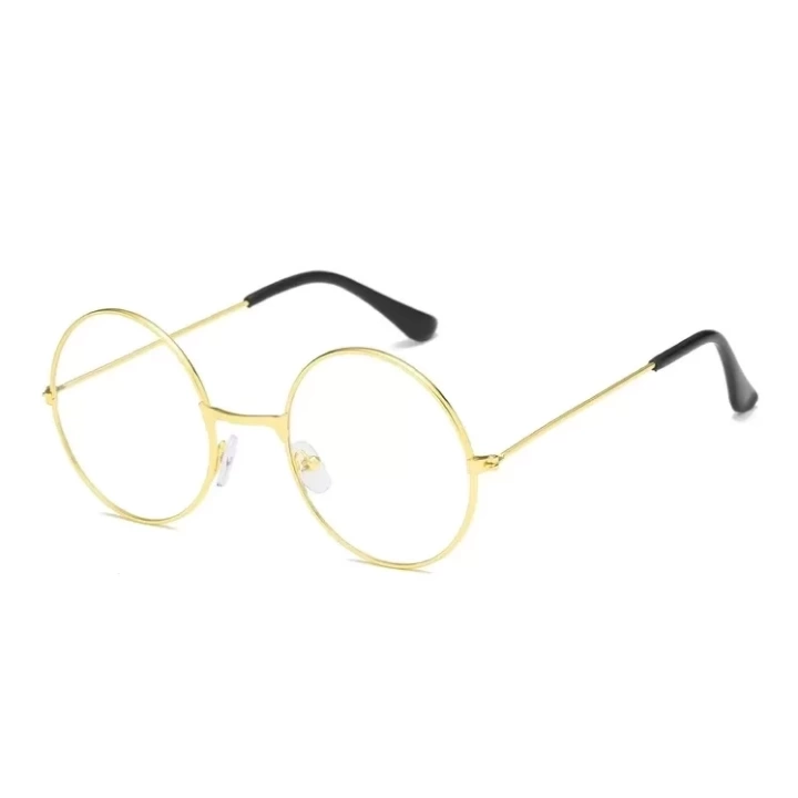 Yulak Cam John Lennon Tarzı Hippi İmaj Gold Çerçeveli Şeffaf Gözlük