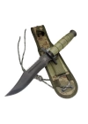 0698 Haki Komando Bıçağı 30cm -  Testere Detaylı, Oluklu, Kılıflı