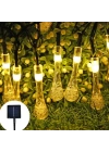 10 Led 2 Metre Sarı Kristal Su Damlası Güneş Enerjili Led Işık Solar Bahçe Ağaç Lamba Aydınlatması