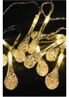 10 Led 2 Metre Sarı Kristal Su Damlası Güneş Enerjili Led Işık Solar Bahçe Ağaç Lamba Aydınlatması
