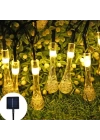 10 Led 2 Metre Sarı Kristal Su Damlası Güneş Enerjili Led Işık Solar Bahçe Ağaç Lamba Aydınlatması