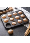 12 Bölmeli Metal Yapışmaz Muffin Kek Kalıbı
