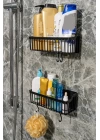2 Li Plastik Yapışkanlı Askılı Mutfak- Banyo Rafı Düzenleyici Duş Şampuanlık