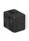 25w Evrensel Seyahat Adaptörü, Eu/us/uk/au Priz Dönüştürücü, 1x Usb, 2x Type-c Hızlı Şarj