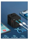 25w Evrensel Seyahat Adaptörü, Eu/us/uk/au Priz Dönüştürücü, 1x Usb, 2x Type-c Hızlı Şarj