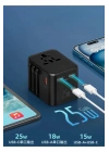 25w Evrensel Seyahat Adaptörü, Eu/us/uk/au Priz Dönüştürücü, 1x Usb, 2x Type-c Hızlı Şarj