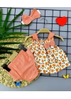 3-6-9-12 Ay Bandajlı Ve Kilotlu Meyve Desenli Askılı 3lü Kız Bebek Elbisesi