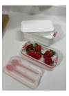3 Katlı Kulplu Beslenme Kabı  Diyet Sefer Tası Saklama Kabı Çatal Kaşıklı