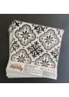 30x30 Cm Pvc Yer Karosu 4lü Paket - Siyah Beyaz Çini Desen