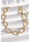 316L Çelik Gold Renk Halka Zincir Model Kadın Bileklik - TJ-BB6774