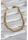 316L Çelik Gold Renk Kalın İtalyan Zincir Model Kadın Bileklik - TJ-BB5895