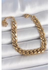 316L Çelik Gold Renk Kalın Zincir Model Kadın Bileklik - TJ-BB6938