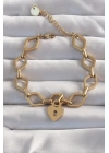 316L Çelik Gold Renk Kalp Model Zincir Bileklik - TJ-BB6228