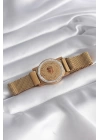 316L Çelik Gold Renk Mıknatıslı Hasır Zirkon Taşlı Çeyrk Altın Model Kadın Bileklik - TJ-BB5820