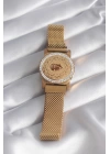 316L Çelik Gold Renk Mıknatıslı Hasır Zirkon Taşlı Çeyrk Altın Model Kadın Bileklik - TJ-BB5820